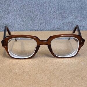 Vintage USS S9 Brown Military Issue Birth Control Glasses BCG 50-22 4 1/2-5 3/4